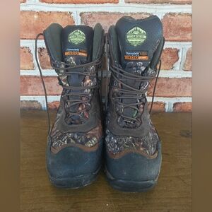 WOOD N STREAM MENS SIZE 10W 400 GRAM BROWN AND GREEN CAMO BOOTS